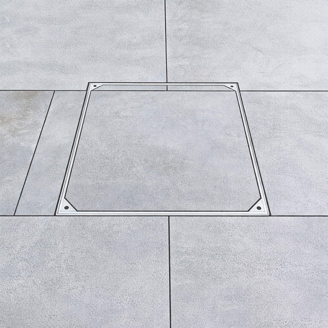 Project: Aluminium Recessed Manhole Cover in a Grey Slab Floor