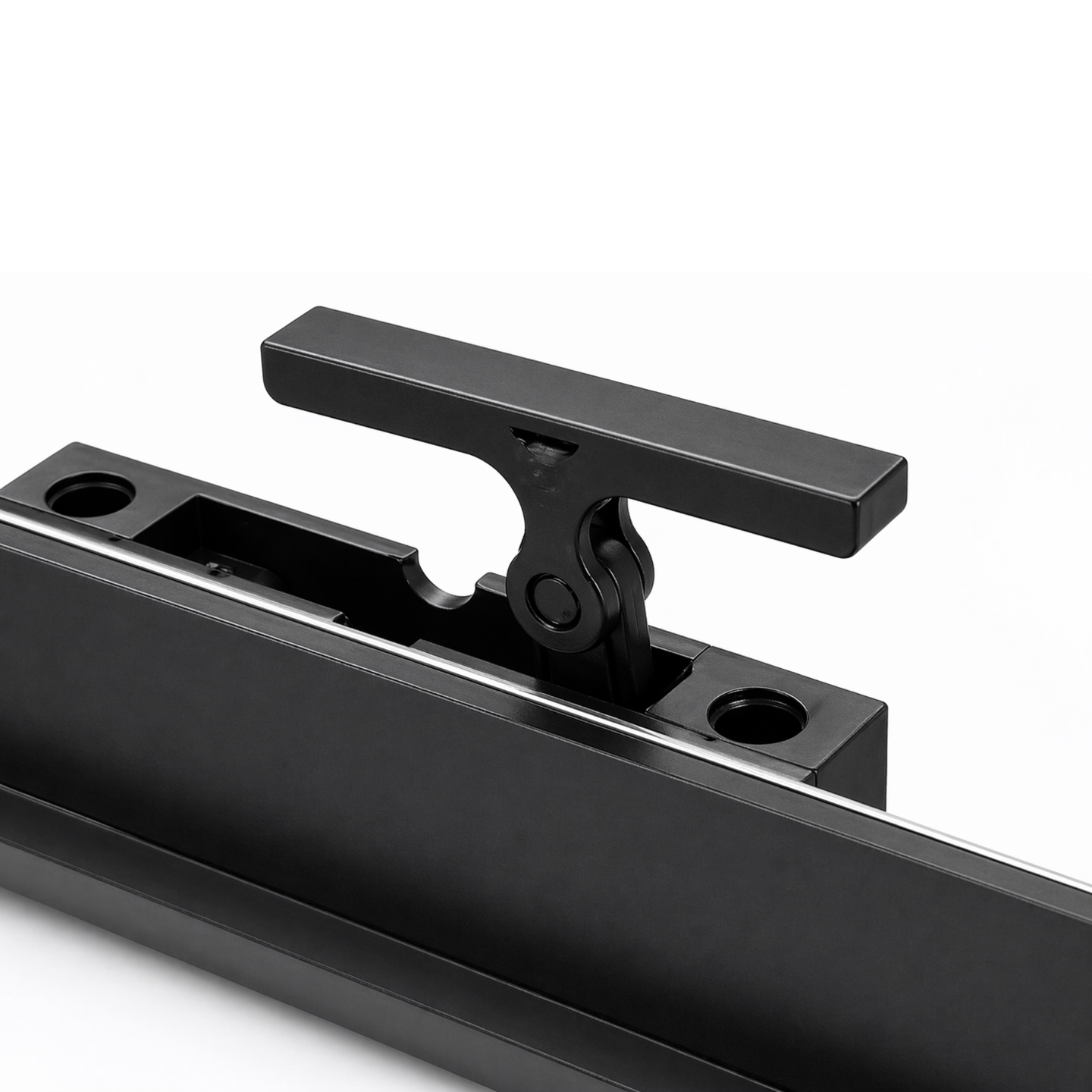 close up of manhole cover lifting handle